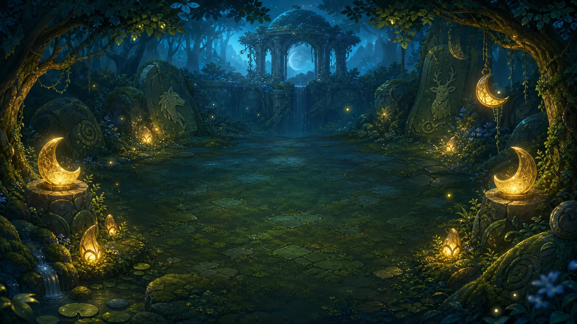 Animal 2048 forest board scene behind the evolving animal grid